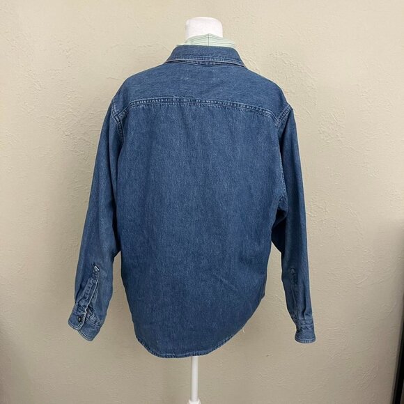 vintage 90s denim cottagecore granola jean chunky shirt jacket - Picture 4 of 8